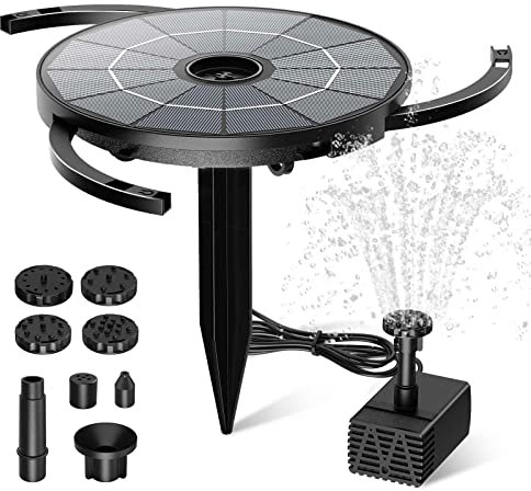 AISITIN DIY Solar Water Fountain, 2.8W Outdoor Solar Powered Pond Pump with Fixed Bracket & 6 Styles of Water Spraying, Floating Solar Water Fountain Suitable for Garden, Bird Bath, DIY Feature