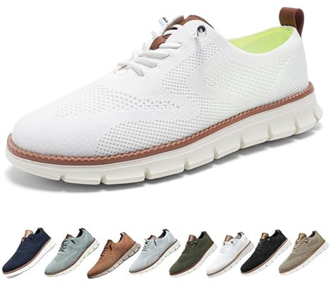 Zapatos ortopédicos Ultra cómodos Comfofeet, Zapatillas de Malla Transpirables, Ligeras y con Suela Suave, Zapatillas de Vestir de Negocios for Hombre.(White,43 EU)