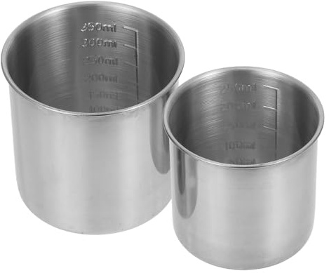 GARVALON Messbecher Aus Edelstahl 250 ml + 350 ml Skalierter Reis-Messbecher Für Backen Kochen Und Abmessen Leicht Zu Reinigen Kompakt Für Küche Und Picknick