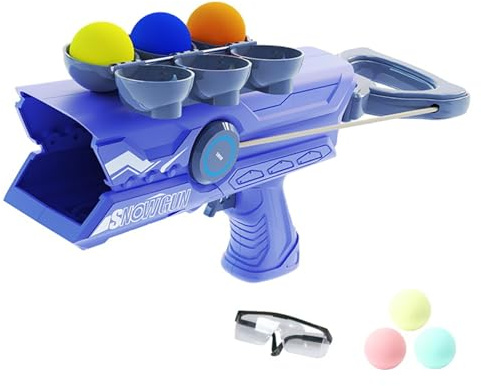 Hotainoys Schneeballwerfer, lustiger Schneeballmacher mit Schutzbrille und 3 weichen Bällen, Schneespielzeug für Kinder, Indoor- und Outdoor-Werfer