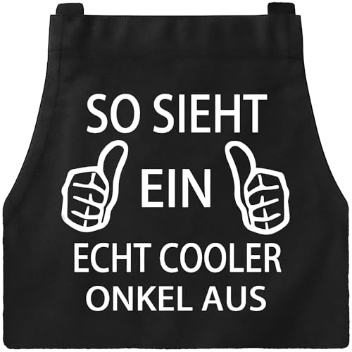 DXDXDXD Grillschürze für Männer mit 4 Taschen - Praktische BBQ & Kochschürze Herren Lustige Schürze Perfekte Geschenkidee SO SIEHT EIN ECHT COOLER ONKEL AUS