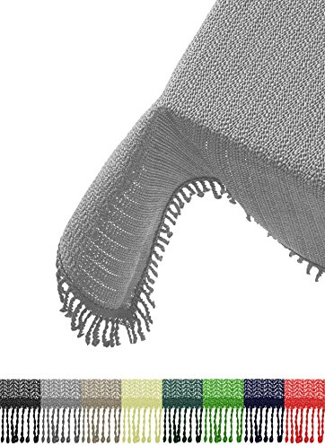 Brandsseller Gartentischdecke 110x140 cm Tischdecke mit Fransen Outdoor Tischtuch rechteckig Weichschaum für Garten, Terrasse, Balkon wetterfest rutschfest - Hellgrau