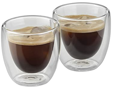 WMF Kult - Juego Dos Tazas de Café y Té de Cristal, Vasos de Espresso 80 ml de Doble Pared Transparente de Vidrio Borosilicatado