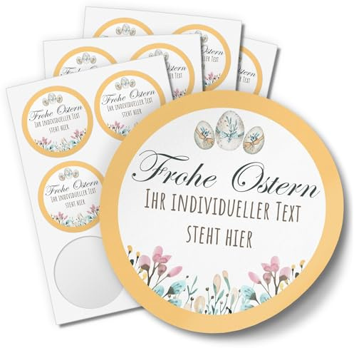 24 INDIVIDUELLE runde Etiketten für Ostern SELBER GESTALTEN: Personalisierte Aufkleber für Frohe Ostern, Geschenke, Ostereier, Hase, für Namen, Produkte, Gläser, basteln, Deko, Osternest, Ostergrüsse