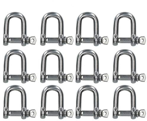 12 Pack 8mm Stainless Steel Dee Shackle Marine Grade 316 DK42