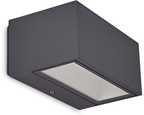 LED Außenwandleuchte Spidern, Wandlampe aus Aluminium in Anthrazit, Wandleuchte 10,5 Watt, 500 Lumen, Lichtfarbe 3000 Kelvin, eckige Wandleuchte m. Up&Down-Effekt, für Terrasse/Hof/Haustür, IP54