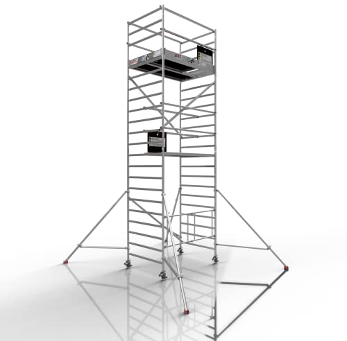Profigerüst: ALTEC AluKlik 2.0 XXL, Arbeitshöhe 3m - 14m, 135cm Breite, TÜV, Made in Germany, 25cm höhenv. Ø150mm Rollen, Alu Gerüst Rollgerüst Fahrgerüst Baugerüst Faltgerüst (7 m)