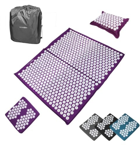 Vivezen Akupressur-Set, Teppich, Kissen und Fußstütze mit Tragetasche – 4 Farben