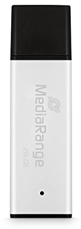 MediaRange Memoria USB 3.0 de Alto Rendimiento, 256 GB, Mini USB con Carcasa de Aluminio, ampliación de Memoria Externa con Velocidad de Lectura de hasta 300 MB/s, Color Plateado