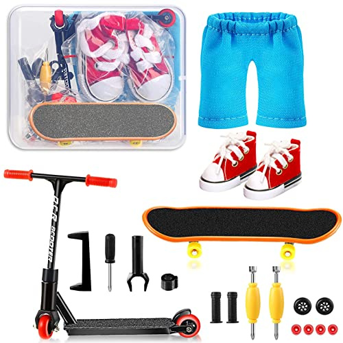SHOWHEEL Finger Skateboard Set, Skatepark Kit 16-teilig, Mini Fingerboard | Finger inkl,Skateboards, Schuhe, Scooter, Hosen und Skateboardzubehör,für Kinder Partytütenfüller,Kindergeburtstag Geschenke