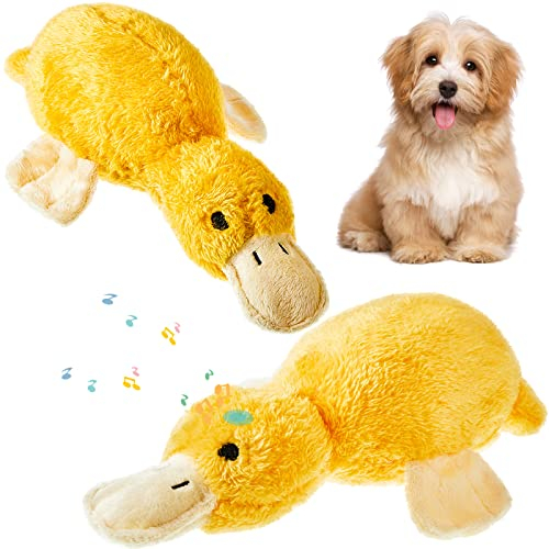 2 Pcs Pet Supplies Plüsch Hundespielzeug Machen Sound Hund Ente Spielzeug Gelbe Ente Spaß Interaktives Kauspielzeug für Hund Welpen Nette Haustier Spielzeug Ente