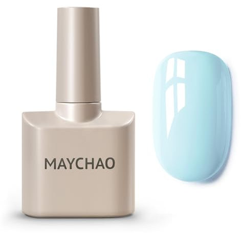 MAYCHAO Gel Nail Polish, 15ML Sky Blue Gel Nail Polish, Soak Off UV LED Spring Summer Baby Blue Nail Varnish Nail Art Starter Manicure Salon DIY at Home, 0.5 OZ