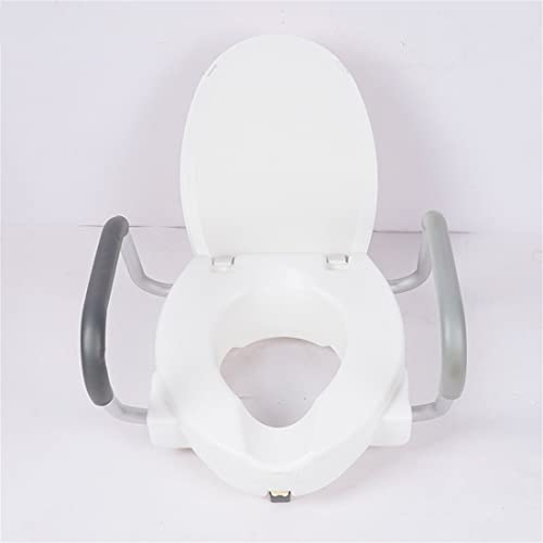 Toilettensitzerhöhung für Senioren mit Deckel, erhöhter Toilettensitz, verlängerte Schüssel, Toilettensitzerhöhung nach Operationen, mit Schaumstoff-Armlehnen