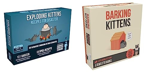 Asmodee | Exploding Kittens – Recipes for Disaster | Partyspiel | Kartenspiel | 2-5 Spieler | Ab 7+ Jahren & Asmodee | Exploding Kittens – Barking Kittens | Erweiterung | Partyspiel | Ab 7+ Jahren