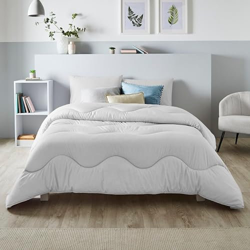 Night Lark Coverless Linen Collection Couette sans Housse de Couette Simple 4,5 tog avec Fibre Smartfil avancée, Lavable en Machine, hypoallergénique, Gris Nuage, lit Simple