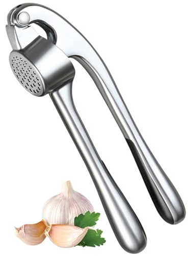 Turimon Knoblauchpresse, Küchenutensil mit benutzerfreundlichem Griff – Effizientes Werkzeug zur Knoblauchpaste-Gewinnung – Einfach sauber zu haltende Knoblauchpresse