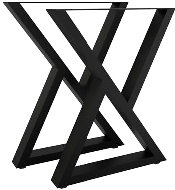 Magnetic Mobel Tischgestell X-Form aus 80x40 mm Profile, x-förmiges Tischkufen Tischbeine Metal 60x75 cm (Schwarz)