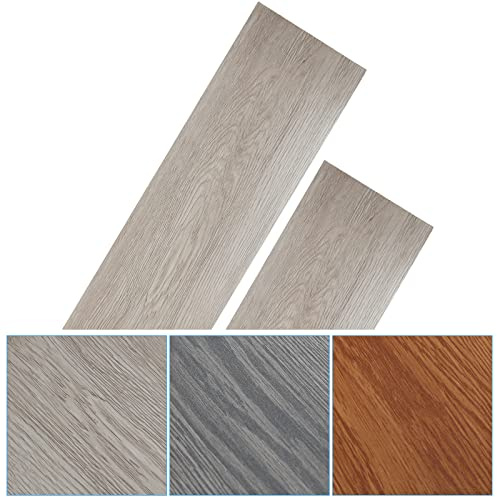 Fiqops 91.5x15.2cm ca. 2 m² 14 Fliesen PVC Bodenbelag Selbstklebend Vinylboden Rutschfest Wasserfest Bodenfliesen Laminat Dielen Vinyl-Fliesen für Fußbodenheizung White Oak