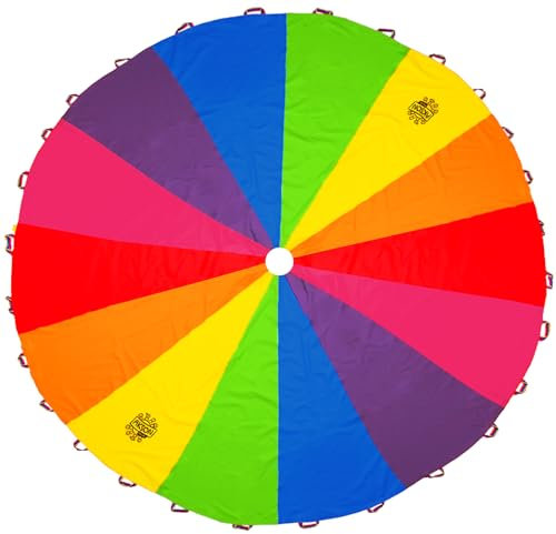 AKSON EDU.COM Buntes Schwungtuch 2 Meter für Kinder und Outdoor Spiele, perfekt als Fallschirm Spieltuch, Scout Spiel, Bewegungsspiel und Kooperative Kinderspiele für draußen, für Kindergarten
