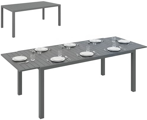 Outsunny Mesa de Jardín Extensible 180/240x94x73 cm Aluminio Gris Oscuro
