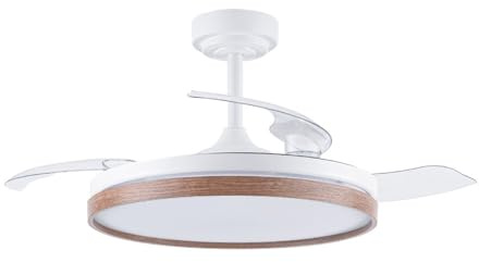 wonderlamp - Ventilador de techo retráctil con luz LED, Tamero Cerezo 72W con Modo luz de noche y CCT 3000-4000-6000K
