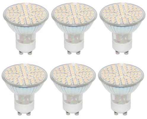 ShuoHui GU10 LED Warmweiss 5W Ersetzt 50W Halogen Leuchtmittel, 6er-Pack. 500 Lumen 3000K Birnen, AC 230V Flimmerfrei Strahler, Abstrahlwinkel 160 Grad Spot, Nicht Dimmbar Reflektorlampen (6)