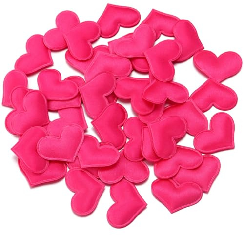Hrlace Herz Konfetti 100 Stück Herz-Schwamm Herzförmiges 3D-Konfetti Herzen Deko Confetti Stoff Liebe Herz Tischdeko für Valentinstag, Jubiläum Dating, Hochzeitsbett, Geburtstag Deko Rosarot 3.2cm