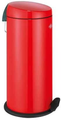 WESCO klassischer Tretabfallsammler CAPBOY MAXI in der Farbe rot, pulverbeschichtetes Stahlblech, Metalleinsatz aus 22 Liter Volumen, Kunststoff-Fußtritt