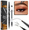 Augenbrauenstift, Augenbrauenstift Wasserfest, 2-in-1 Dual-Ended Wischfest Eyebrow Pencil Kann Leicht Natürliche Augenbrauenfarbe (02 Dunkelbraun)