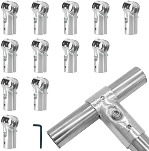 12 PCS 1 Inch T Pipe Clamps, Heavy-Duty Galvanized Steel Connectors with Bolts and Nuts, Chain Link Fence Corner Fitting End Rail T Clamp, Fit for OD 1 Inch (25mm) Pipe or Metric 3/4'' (DN20) Tube