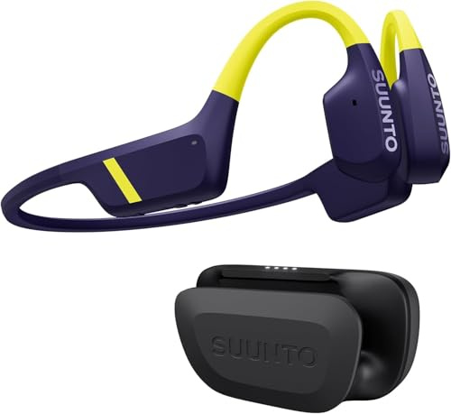 SUUNTO Aqua Swimming Open-Ear Bluetooth Headphones, Bone Conduction Headphones for Running, 32GB MP3 Player, Head Movement Control & Dual-Mic, IP68 Waterproof, 30H Playtime w/Powerbank, Lime Blue