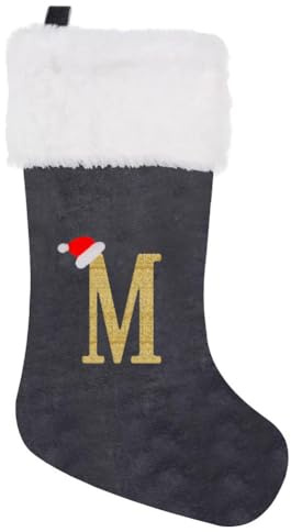 Generisch Weihnachtsstrümpfe Personalisierte mit Buchstaben, 46cm Nikolausstiefel Christmas Stockings Nikolausstrumpf Hängende Ornamente für Weihnachtsbaum Kamin Dekoration (M)