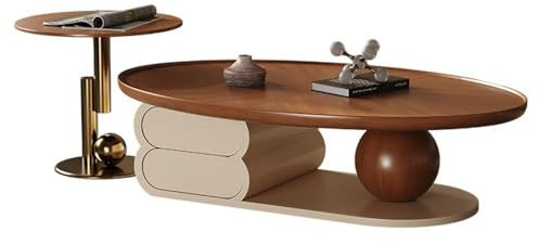 Tables centrales pour Le Salon Table Basse Moderne Minimaliste en Bois Massif for Salon, Finition Noyer Nordique, Style rétro, mobilier de Maison de Luxe, Design Simple Table Basse(110cm)