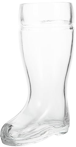 PHENOFICE Stiefelförmiges Glas Bierkrug aus Hitzebeständigem Glas Kreatives Whisky und Cocktailglas für Bar Party und Zuhause 580 Ml