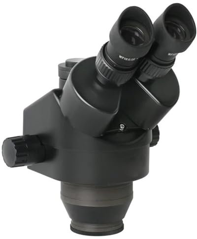 Mikroskop Weiß/schwarz 7X-45X Simul-Fokus Parfocal Kontinuierlicher Zoom Trinokular Stereo Mikroskop Kopf(Nero)