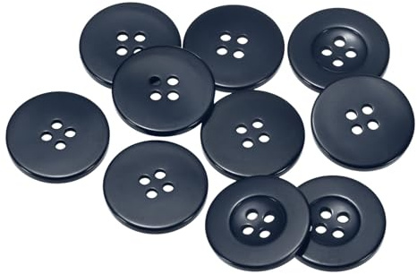 QUARKZMAN 10 Stück Knöpfe 25mm Bastelknöpfe Marineblau Nähknöpfe Harz Rund Flach 4-Loch Kunststoffknöpfe für Nähen DIY Handwerk Scrapbooking Dekorieren Kleidung Mänteln Blusen Hemden