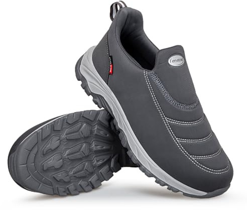 ZVJV Extra breda ortopediska slip-on-sneakers promenadskor män kvinnor, GRÅ, 43 EU