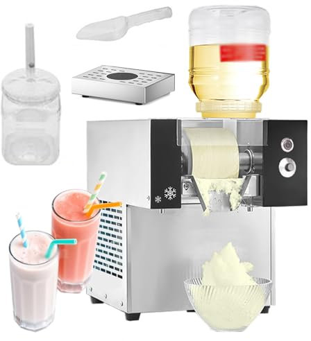 Máquina comercial de hielo en copos de nieve, máquina eléctrica para raspar hielo con plato giratorio de acero inoxidable, máquina para hacer copos de nieve, trituradora de hielo,130kg/h