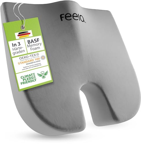 feela.® Ortopedisk kilkudde [3 hårdhetsgrader] – ergonomisk sittdyna för kontorsstol & Co – verkar smärtreducerande, ökar sittkomfort, främjar blodcirkulationen och lindrar svanskotan (medium)