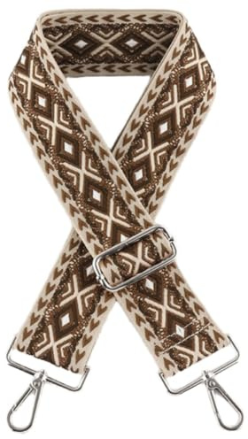 Blausky Verstellbarer Taschengurte 75-135cm,5cm Breiter Damen & Herren Taschenband,Schultergurt zum Wechseln Tragegurt Riemen mit Silber Karabiner DIY Zubehör für Handtaschen,Braun