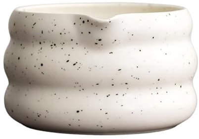 MagiDeal Bol de poterie de bol de matcha japonais facile à nettoyer avec un ustensile de thé à la coulée, Blanc