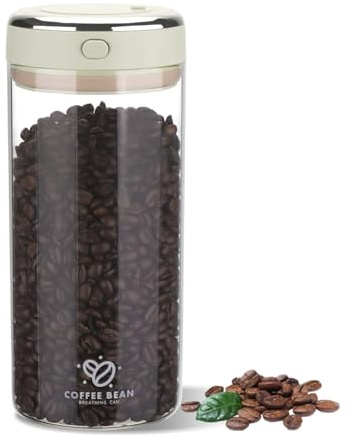 NKFOOPDU 1700 ML Airtight Coffee Canister with One-way Valve, Coffee Bean Storage Jar with Date Tracker, Wide-Mouth Kitchen Storage Container for Sugar, Tea, Nuts