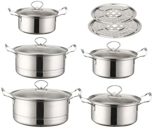 Non Stick Pot Set, Nonstick Sauce Pan Set, Professional Cookware Kit Kitchen Use, Steaming Vegetables and Stewing Soup, Durable Cooking Pans for Home or Restaurant Chefs, 2150g