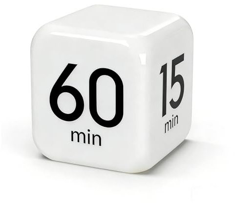 Lichamp Minuteur numérique de bureau, cube avec capteur de gravité avec affichage LED, productivité Pomodoro carrée, compte à rebours 15/20/30/60 minutes, pause, muet, volume réglable pour adhérd