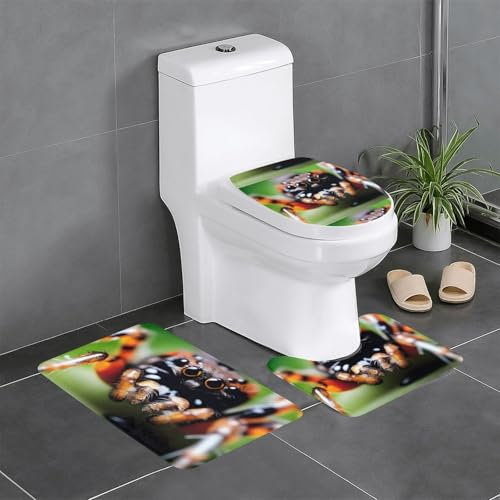 BROLEO Lot de 3 tapis de sol pour salle de bain Motif araignée craquelée Tapis de douche antidérapant Séchage rapide