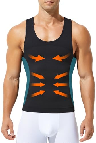 Arjen Kroos Camiseta Compresión Hombre, Faja Reductora para Hombre Chaleco de Compresión Camisetas Body Shaper Negro L