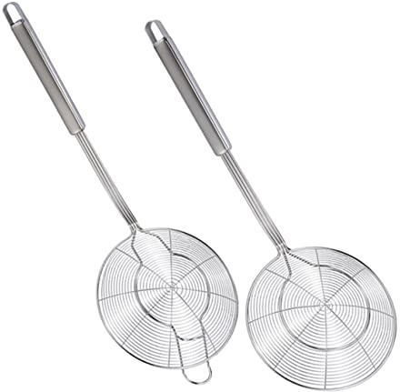 Ipetboom 2 piezas Espumadera de Acero Inoxidable Colador Metálico con Malla Fina para Freír y Cocinar Pasta Cucharas Colador Resistentes y Ligeras para Cocina y Restaurante con Orificio