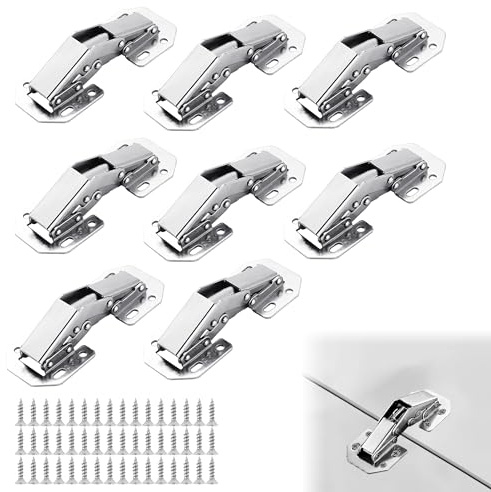 Bansusu Silent Close Hinges for Kitchen Cupboard Doors, 90° Hinge, 8Pcs | Cabinet Hinges, with Screws, Solid Cold Rolled Steel, Mute Hydraulic Soft Close, For Kitchen/Bathroom/Mirror Cabinet Doors
