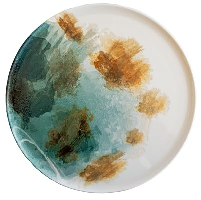 CER-POR Piatti Pizza | Piatti Per Pizza Grandi in Porcellana Turca Decorati. 2 Pezzi da 32 cm (Set 2pz AQUA)