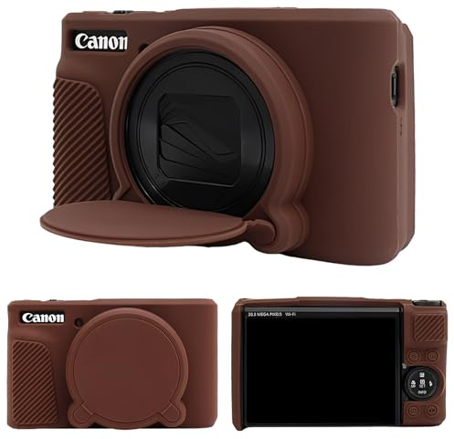 MUZIRI KINOKOO Silicone Case Compatible for Canon Powershot SX740/SX730 HS Digital Camera - Soft Rubber SX740 HS Protective Sleeve with Removable Lens Cover - Anti-Slip & Anti-Scratch - Dark Brown